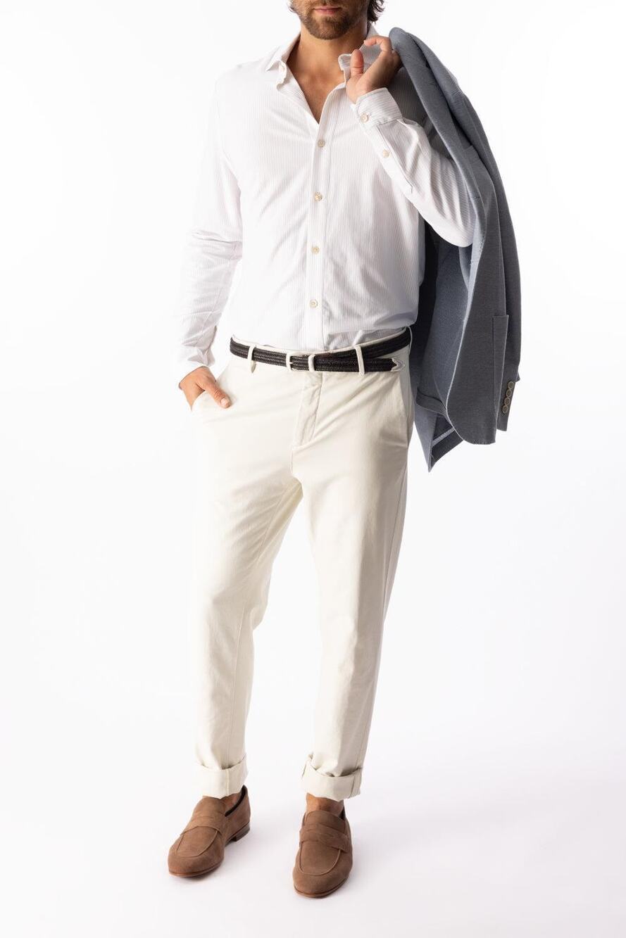 Eleventy Mens Cuffed Trouser Pant in Porcelain 38